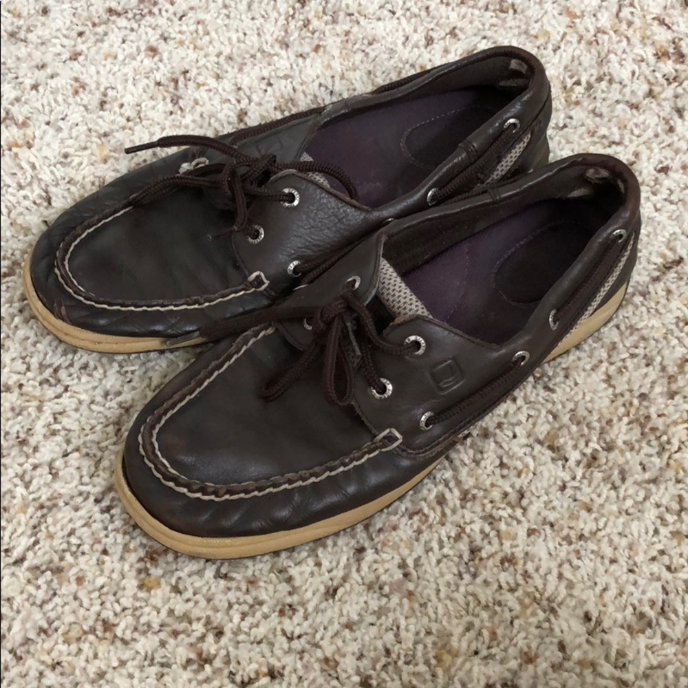 Brown leather sperrys